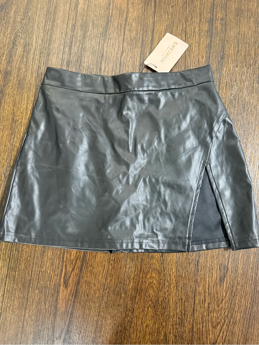SHEINBAE Faux Leather Black Mini Skirt